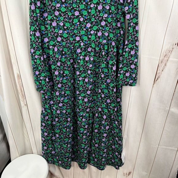 ASOS Design Women’s 8 Black Purple Floral Ruffle Tiered Dress New - Picture 2 of 7